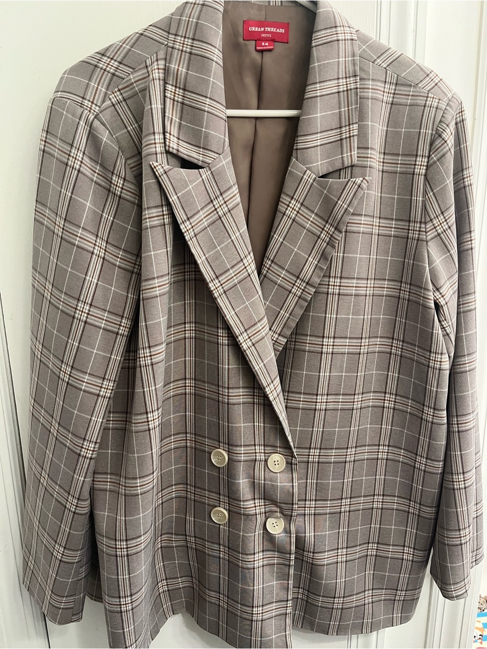 Urban Threads women’s petite size 14 plaid blazer